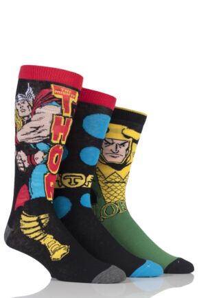 Mens 3 Pair SOCKSHOP Marvel Thor and Loki Cotton Socks