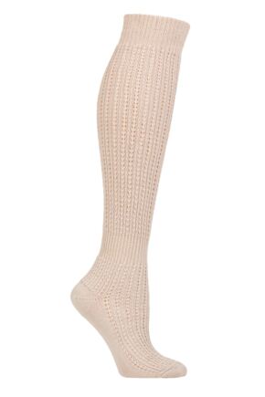 Ladies 1 Pair Charnos Slouchy Pelerine Boot Socks Beige One Size