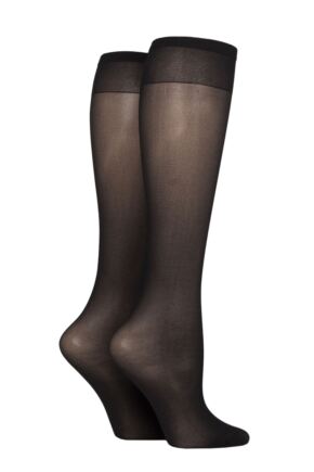 Ladies 2 Pair Charnos 15 Denier Plus Size Knee Highs