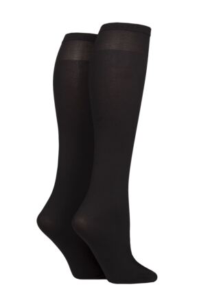 Ladies 2 Pair Charnos 50 Denier Plus Size Knee Highs