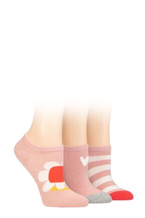 Ladies 3 Pair Caroline Gardner Patterned Cotton Trainer Socks