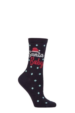 Ladies 1 Pair Charnos Santa Baby Socks