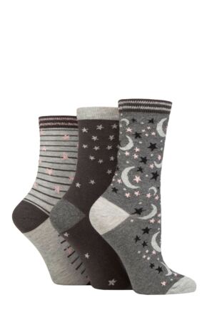 Ladies 3 Pair Charnos Moon and Stars Socks