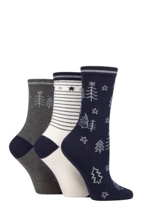 Ladies 3 Pair Charnos Christmas Tree Socks