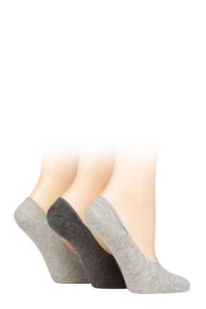 Ladies 3 Pair Charnos Organic Cotton Invisible Trainer Socks Grey S/M