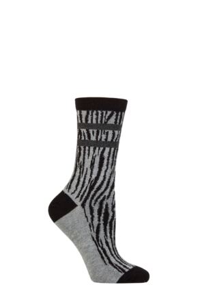 Ladies 1 Pair Charnos Bamboo Zebra Print Socks