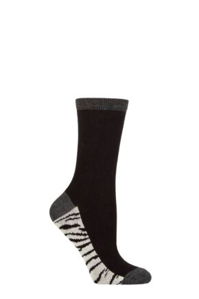 Ladies 1 Pair Charnos Bamboo Zebra Footbed Socks