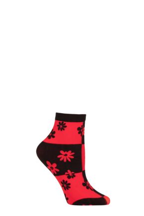 Ladies 1 Pair Trasparenze Chamomile Floral Check Socks