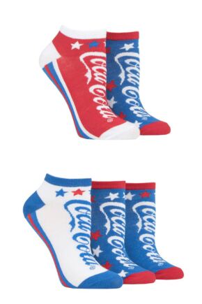 Ladies 5 Pair Coca Cola Star Shoe Low Cut Trainer Socks