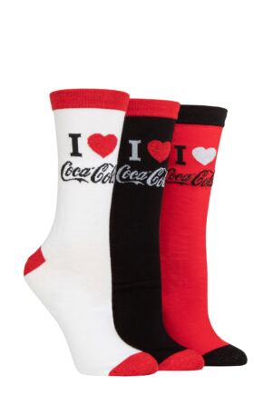 Ladies 3 Pair Coca Cola Love Tube Socks