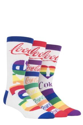 Mens 3 Pair Coca Cola Pride Socks
