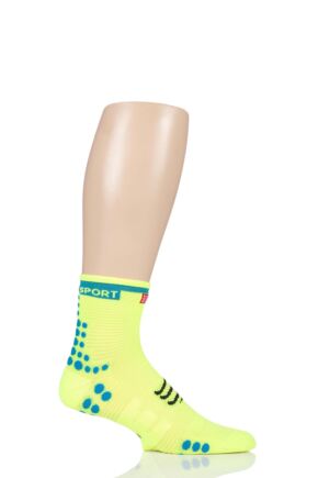 Compressport 1 Pair High Cut V3.0 Racing Running Socks Fluo Yellow 2.5-5.5 Unisex