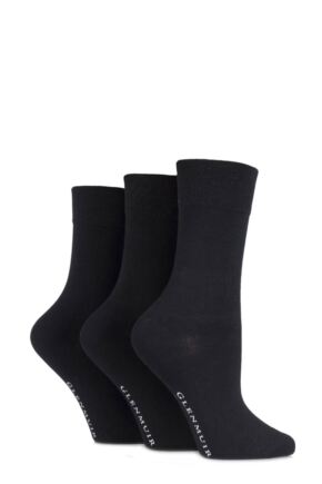 Ladies 3 Pair Glenmuir Comfort Cuff Plain Bamboo Socks