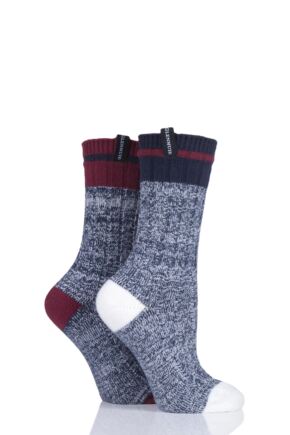 Ladies 2 Pair Glenmuir Plain Textured Boot Socks