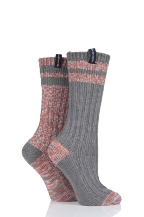 Ladies 2 Pair Glenmuir Multi Textured Boot Socks