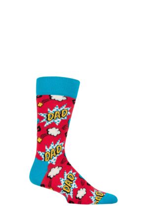Mens 1 Pair Happy Socks Dad Socks Red 7.5-11.5 Unisex