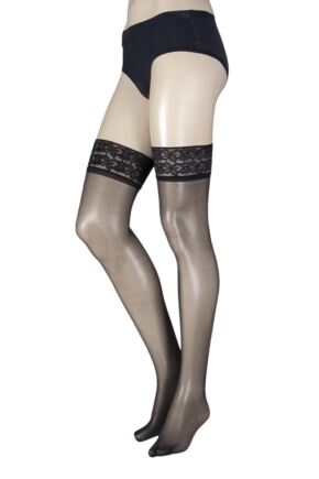 Ladies 1 Pair Pretty Legs Classic Nylons Lace Top Stockings