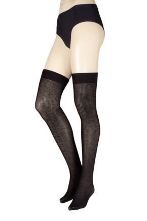 Ladies 1 Pair Trasparenze Dora Ribbed Wool Over The Knee Socks