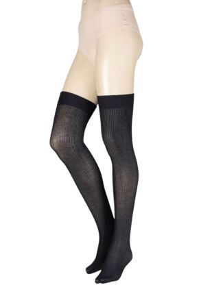 Ladies 1 Pair Trasparenze Dora Ribbed Wool Over The Knee Socks
