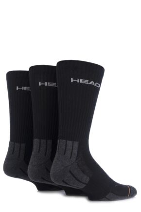 Mens 3 Pair Head Performance Sport Crew Socks In Black