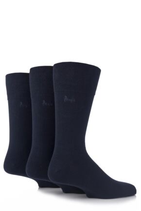 Mens 3 Pair Pringle Dunvegan Comfort Cuff Plain Cotton Socks