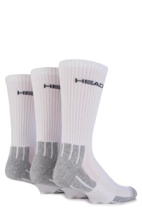Mens 3 Pair Head Performance Sport Crew Socks In White