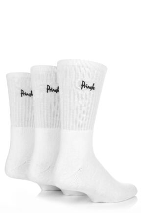 Mens 3 Pair Pringle Cotton Cushion Sports Socks White Cotton