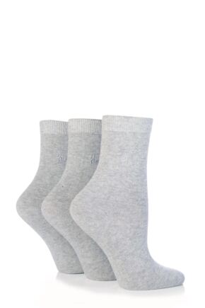 Ladies 3 Pair Pringle Tiffany Plain Trouser Socks light grey