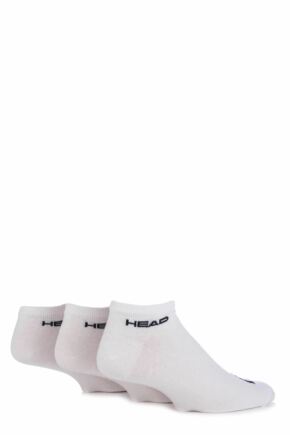 Mens 3 Pair Head Plain Cotton Sport Sneaker Socks In White