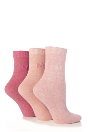 Ladies 3 Pair Pringle Tiffany Plain Trouser Socks Dk Pink / Pink / Lt Pink