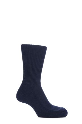 Mens and Ladies 1 Pair SOCKSHOP of London Alpaca Ribbed Boot Socks With Cushioning Navy 4-7