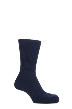 Mens and Ladies 1 Pair SOCKSHOP of London Alpaca Ribbed Boot Socks With Cushioning Navy 8-10