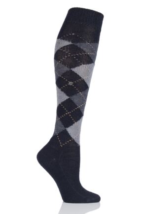 Ladies 1 Pair Burlington Whitby Extra Soft Argyle Knee High Socks