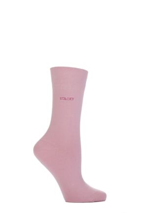 1 Pair Individual Names Pink Embroidered Socks Ladies - SOCKSHOP