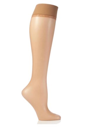 Ladies 1 Pair Falke Shelina 12 Denier Ultra Transparent Knee Highs With Shimmer