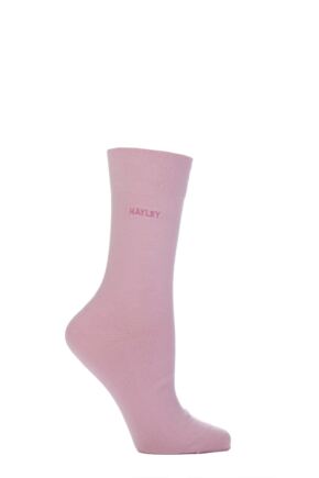 Ladies 1 Pair SOCKSHOP Individual Names Pink Embroidered Socks