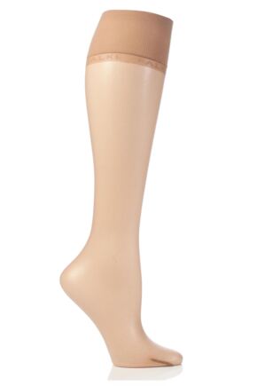 Ladies 1 Pair Falke Shelina 12 Denier Ultra Transparent Knee Highs With Shimmer