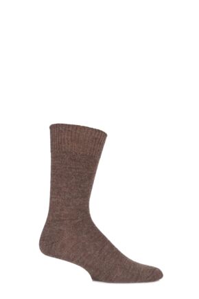 Mens and Ladies 1 Pair SOCKSHOP of London Plain Alpaca Socks Natural Brown 8-10