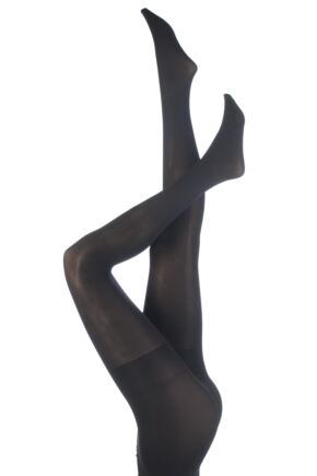 Black Footless Smooth Glossy Tights. Rich Brown