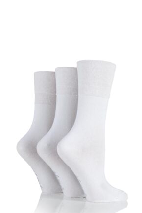 Ladies 3 Pair Gentle Grip Plain Cotton Socks