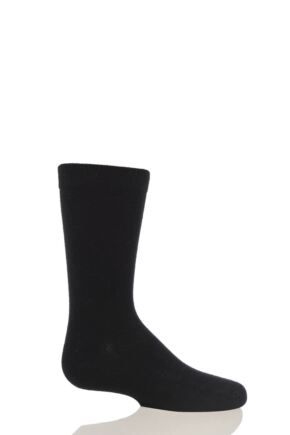 Boys and Girls 1 Pair SOCKSHOP Plain and Striped Bamboo Socks with Comfort Cuff and Smooth Toe Seams Black 6-8.5