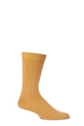 Mens 1 Pair Viyella Short Wool Ribbed Socks With Hand Linked Toe