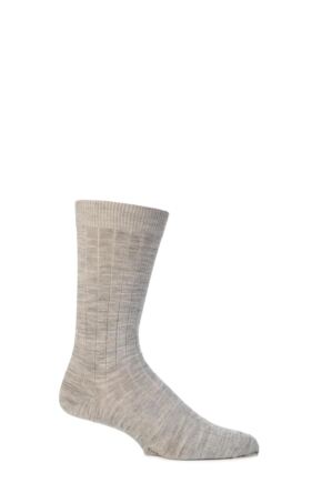 Mens 1 Pair Viyella Short Wool Ribbed Socks With Hand Linked Toe