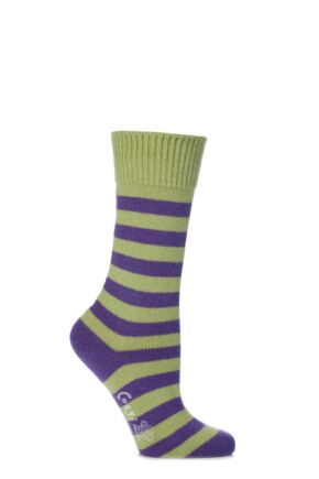 Ladies 1 Pair Corgi Cashmere and Cotton Block Striped Socks