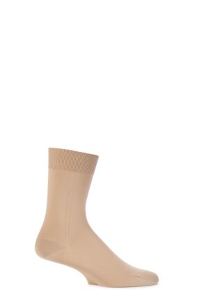Mens 1 Pair Viyella Nylon Socks With Hand Linked Toe Beige 6-8.5