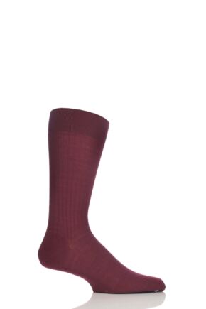 Mens 1 Pair Pantherella Merino Wool Rib Socks Wine 7.5-9.5