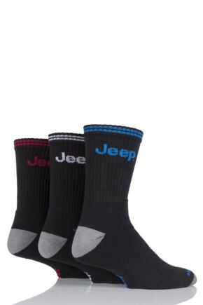 Mens 3 Pair Jeep Cushioned Crew Cotton Sport Socks