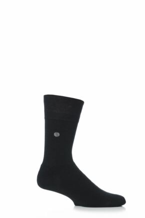 Mens 1 Pair Gentle Grip Cushioned Foot Plain Black Socks
