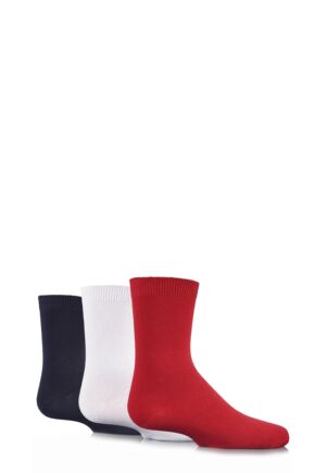 SockShop Plain Bamboo Socks with Handlinked Toe Seams In Red, White and Navy