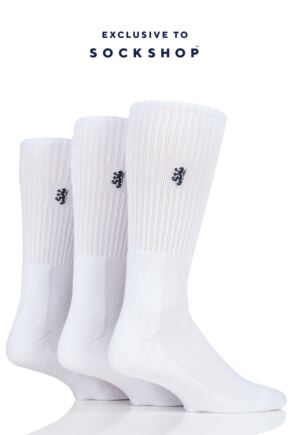 Mens 3 Pair Pringle Bamboo Cushioned Sports Socks Exclusive To SOCKSHOP White Bamboo